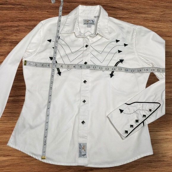 Cowgirl Panhandle Slim Retro White and Black Button Down Top - Picture 7 of 7